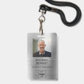 Foto-id van moderne Silver Employee Badge (Front with Lanyard)