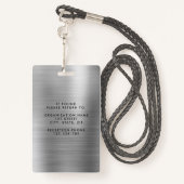 Foto-id van moderne Silver Employee Badge (Achterkant met draagriem)