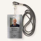 Foto-id van moderne Silver Employee Badge (Voorkant met draagriem)