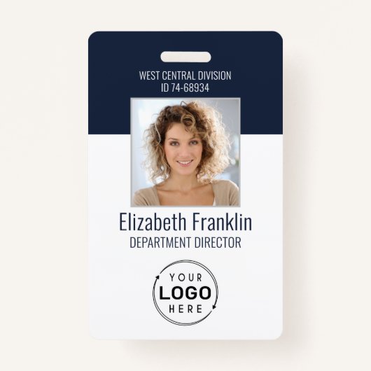 Foto-ID van Navy-medewerker Bedrijf Logo Security Badge (Voorkant)