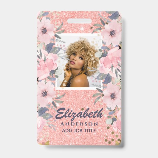 FOTO-id - VIP van werknemer pas Girly Glitter Flow Badge (Voorzijde)