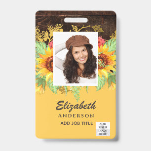 FOTO-ID Werknemer VIP PAS RUSTIEKE Zonnebloemen Badge