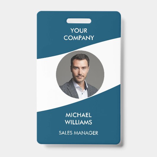 Foto ID Witte Blauwe Badge (Voorzijde)