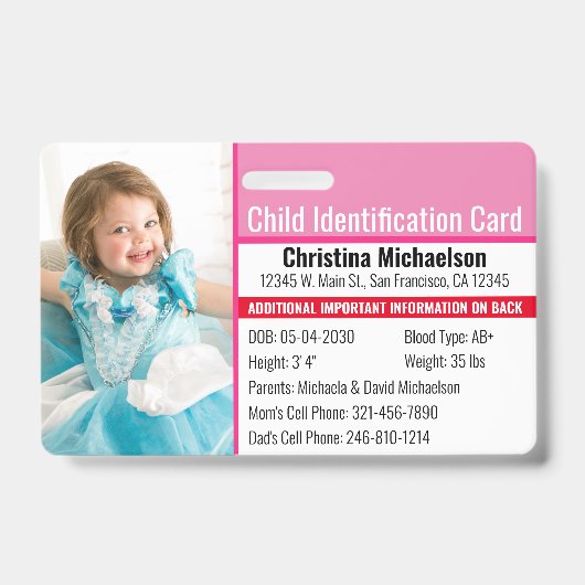 Foto-identificatie kind noodallergie badge (Voorzijde)