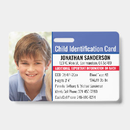 Foto Identificatie Nood Allergie Kind ID Badge
