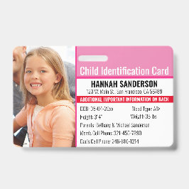 Foto Identificatie Noodallergie Kinder ID Badge
