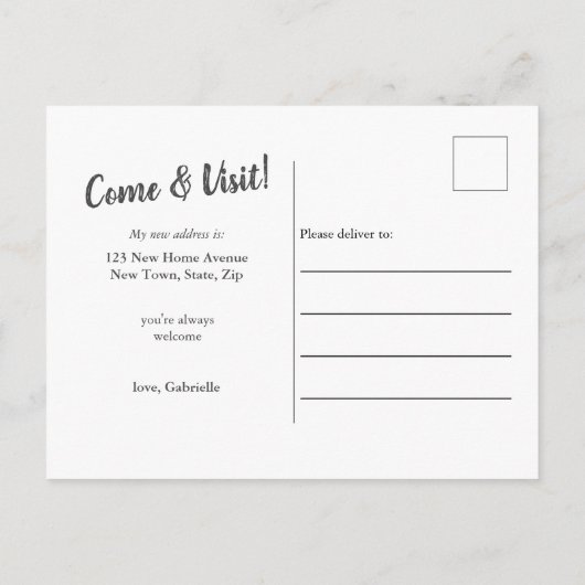 Foto Ik heb Brush Script Overlay verplaatst Aankondigingskaart (Achterkant)