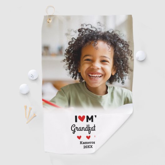 Foto Ik hou van mijn grootvader Golfer Naam Custom Golfhanddoek (Insitu)