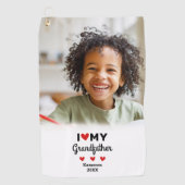 Foto Ik hou van mijn grootvader Golfer Naam Custom Golfhanddoek (Voorkant)