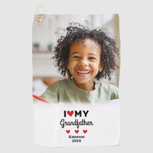 Foto Ik hou van mijn grootvader Golfer Naam Custom Golfhanddoek (Voorkant)