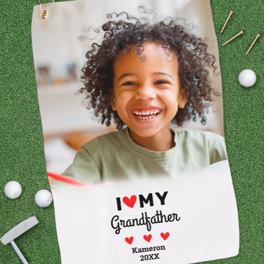 Foto Ik hou van mijn grootvader Golfer Naam Custom Golfhanddoek