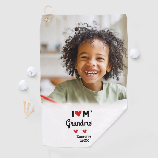 Foto Ik hou van mijn oma Golfer Naam Custom Golfhanddoek (Insitu)