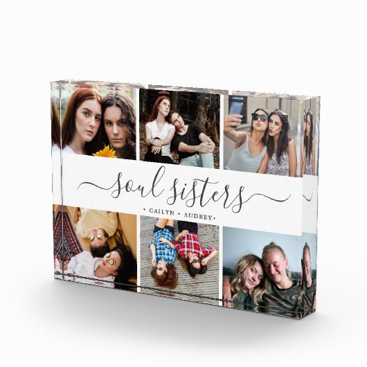 Foto in Glas Blok Soul Sisters Beste Vrienden (Rechts)