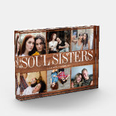 Foto in glazen blok ziel zusters houten textuur (Links)