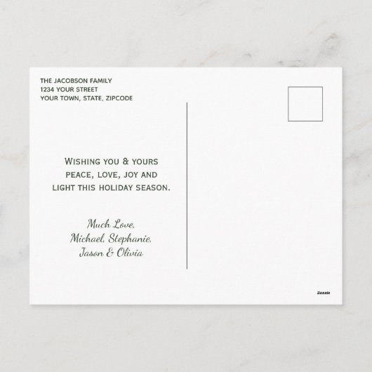 Foto in Goud Lijst met Pine Branches Kerst Feestdagenkaart (Achterkant)