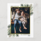 Foto in Goud Lijst met Pine Branches Kerst Feestdagenkaart (Voorkant)
