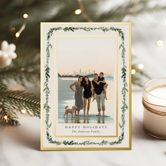 Foto in grenen lijst folie feestdagenkaart