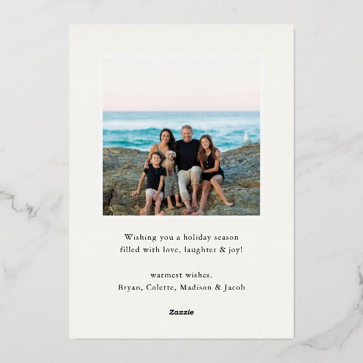 Foto in grenen lijst folie feestdagenkaart (Achterkant)