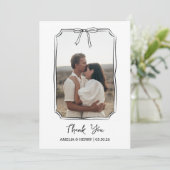Foto in Hand getrokken Coquette Bow Lijst bruiloft Bedankkaart (Staand voorkant)