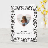 Foto in hart rococo patroon Moederdag kaart (Gele Bloem)