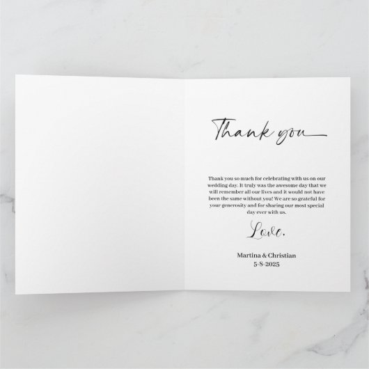Foto in Hart Vorm Bruiloft Dank u Kaart (Binnen)