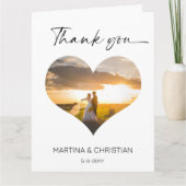 Foto in Hart Vorm Bruiloft Dank u Kaart (Voorkant)