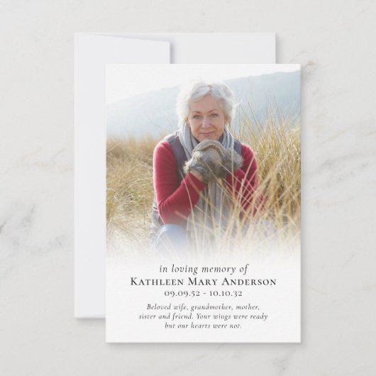 Foto in liefdevolle herinnering begrafenis sympath kaart (Voorkant)