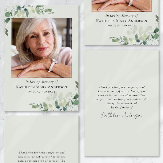 Foto in liefdevolle herinnering begrafenis sympath kaart