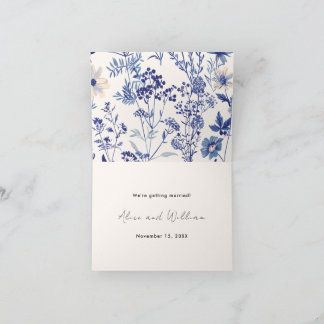 Foto Indigo Blue Cream Wildflower Wedding Aankondiging