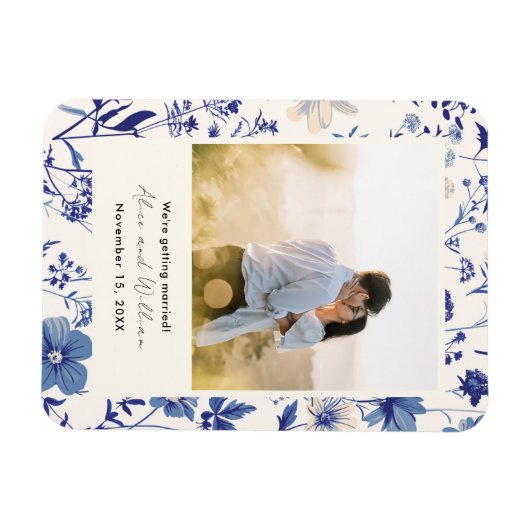 Foto Indigo Blue Wildflower Bewaar de datummagneet Magneet (Horizontaal)