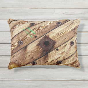 Foto industrieel hout buitenkussen