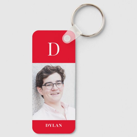 Foto Initiaal Editable Color Personalized Sleutelh Sleutelhanger (Achterkant)