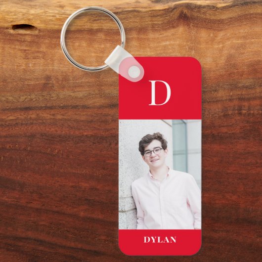Foto Initiaal Editable Color Personalized Sleutelh Sleutelhanger (Voorkant)