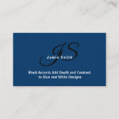 Foto & Initialen Blauw en Wit Persoonlijk Visitekaartje (Voorkant)