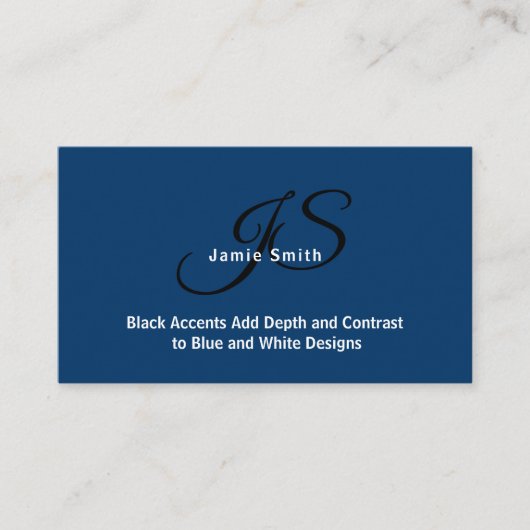 Foto & Initialen Blauw en Wit Persoonlijk Visitekaartje (Voorkant)