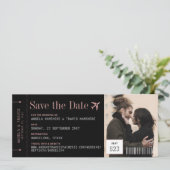 Foto instapend Pass Ticket Pink Save the Date (Staand voorkant)
