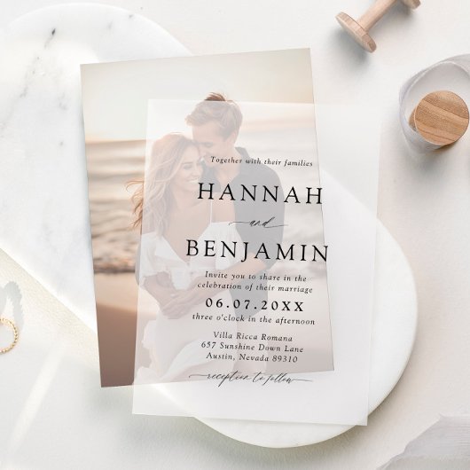 Foto Invoegen Kaart voor Vellum Huwelijksuitnodigi