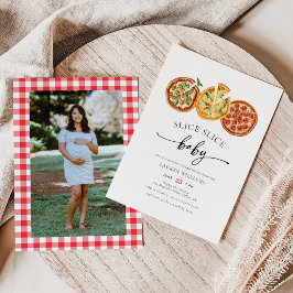 Foto Italiaans Slice Slice Baby Pizza Baby shower Kaart