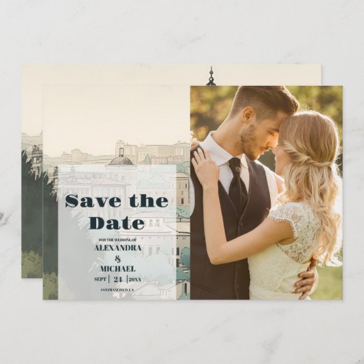 Foto Italië Rome Bestemming Bruiloft Save The Date (Voorkant / Achterkant)