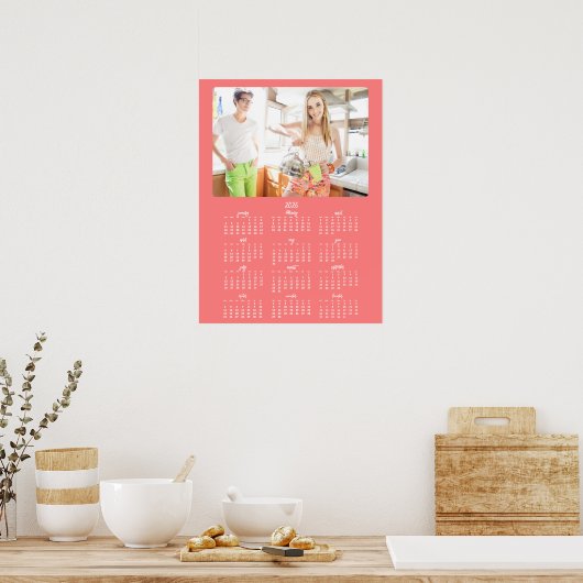 Foto Jaarlijkse Kalender 2026 Koraal Poster (Keuken)