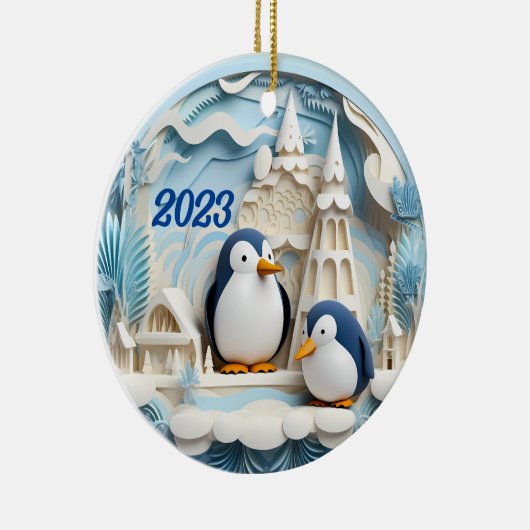 Foto Jaarlijkse Kerstmis Keramisch Ornament (Rechts)