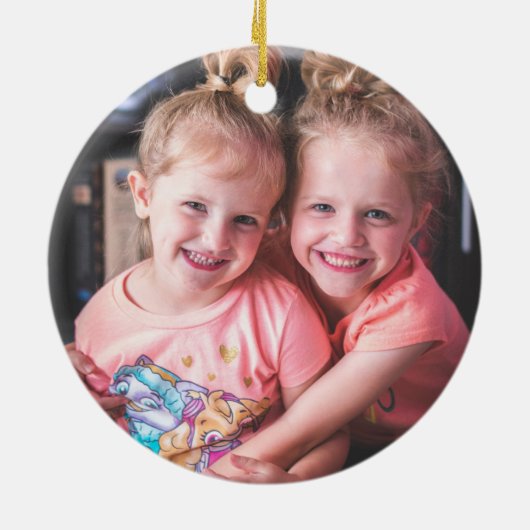 Foto Jaarlijkse Kerstmis Keramisch Ornament (Achterkant)