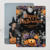 Foto Jack O'Lantern Hoed Bloem Kerstkaart Hallowee (Voorkant / Achterkant)
