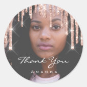 Foto: Je naam bruiloft voor Roos Glitter Ronde Sticker (Voorkant)