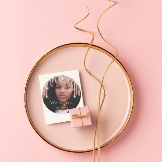 Foto: Je naam bruiloft voor Roos Glitter Ronde Sticker