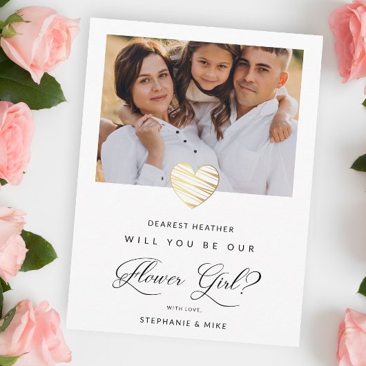 Foto: Je wordt ons Bloemenmeisje White Heart Briefkaart