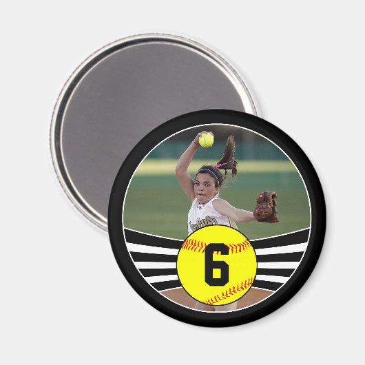 Foto & Jersey Number Fastpitch Softball Magnet (Voorkant / Achterkant)