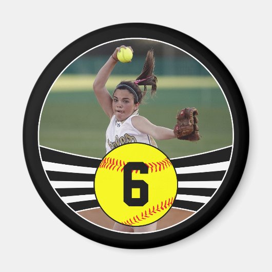 Foto & Jersey Number Fastpitch Softball Magnet (Voorkant)