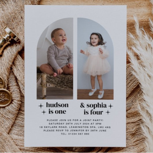 Foto Joint Birthday Invitation Half Arches Kaart