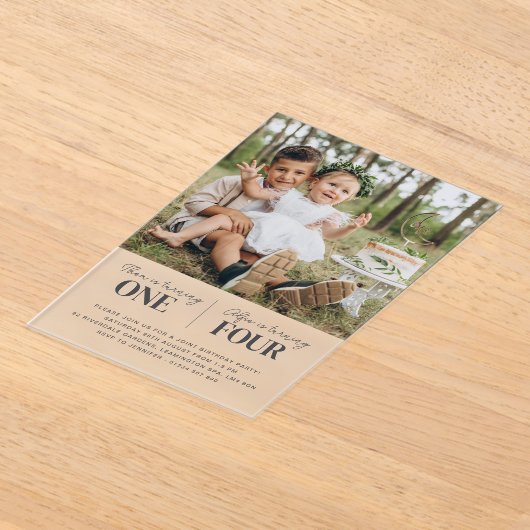 Foto: Joint First Birthday Invitation Acryl Uitnodigingen (Laagn)